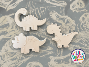 Dinosaurs - Large DIY Painting Kit showing examples of the unpainted designs