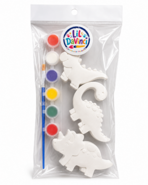 Dinosaurs - Large DIY Painting Kit with ready-to-paint pieces, a brush and six paint pots